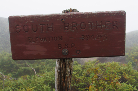 south brother summit sign maine